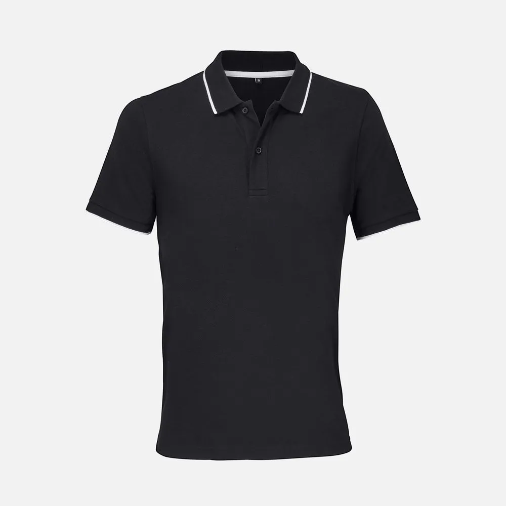Рубашка поло унисекс Palermo, черная с белым, размер XXL