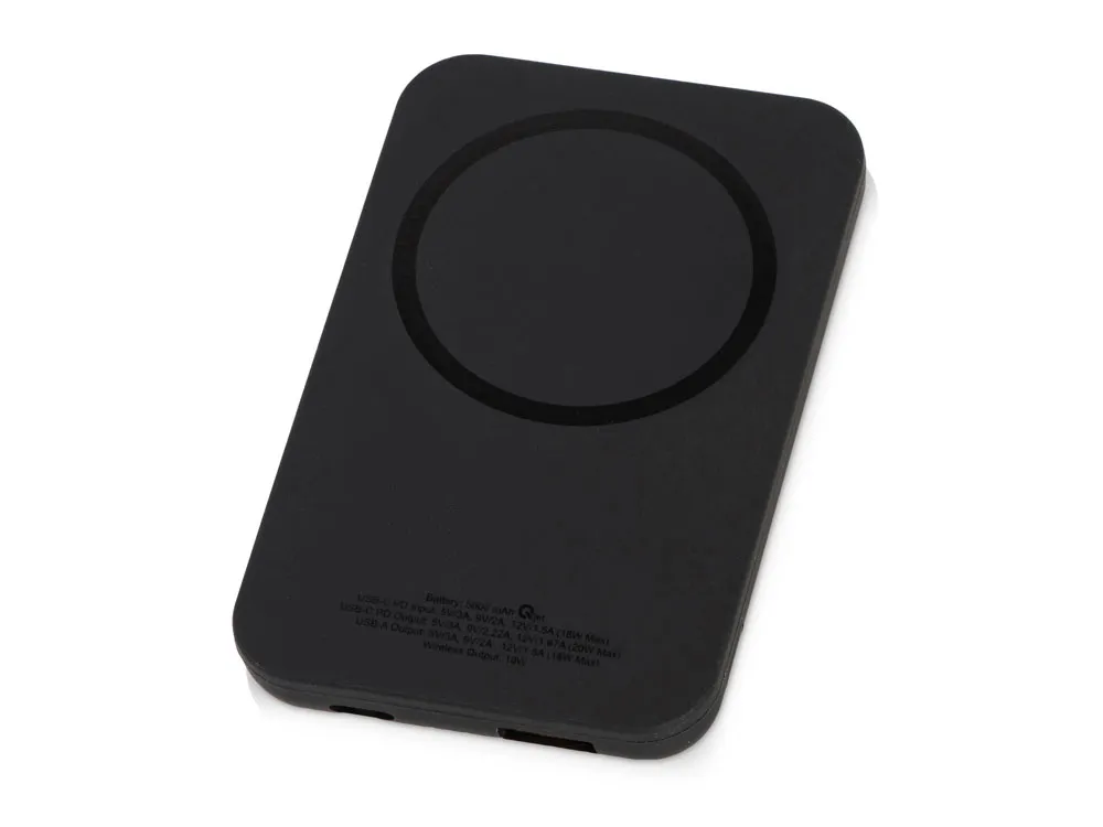 Магнитный беспроводной внешний аккумулятор "MagnetIQ", 5000 mah, 10 W, черный (Р)