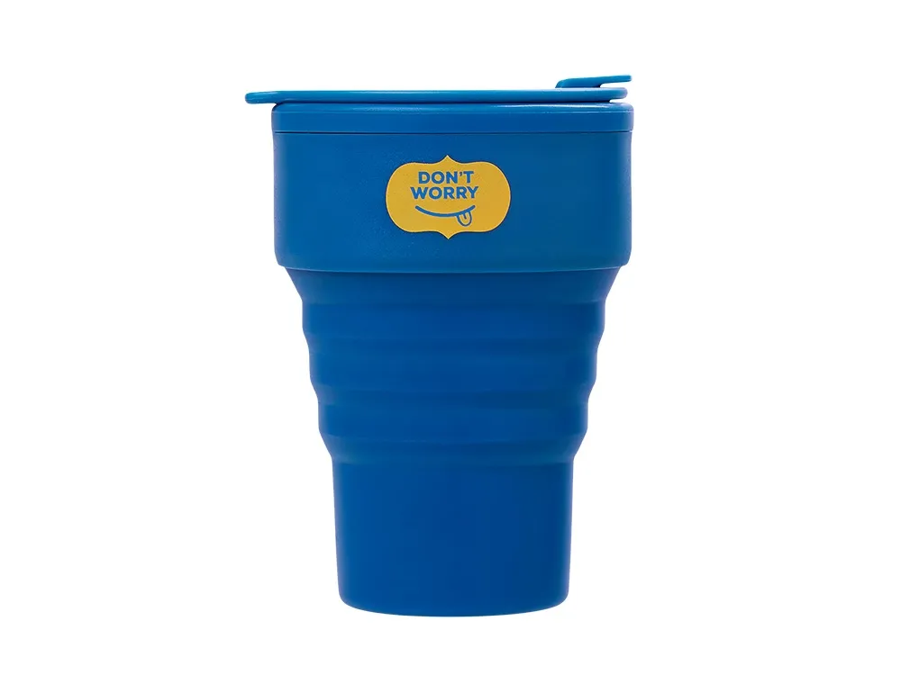 Силиконовый складной стакан «GoCup», синий индиго, тампопечать