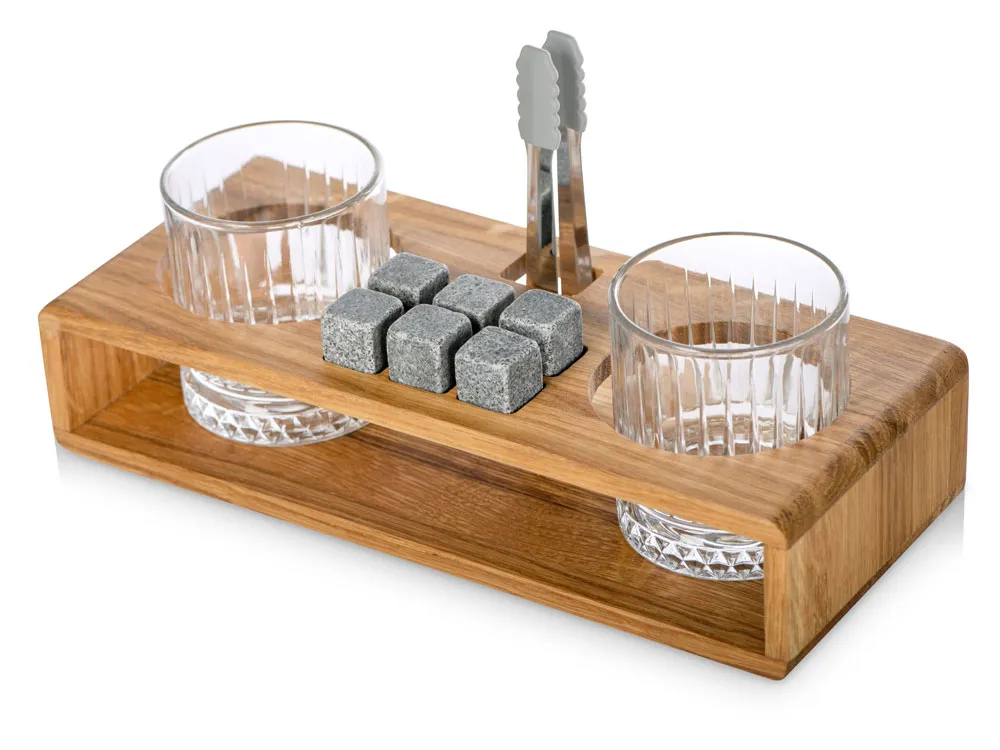 Набор для виски и коктейлей на подставке из дуба «Whiskey Party» (Р)