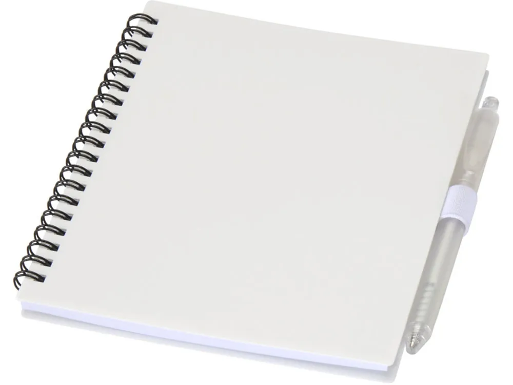 Набор Niove из блокнота из переработанного пластика в мягкой обложке и шариковой ручки (синие чернила) - Белый