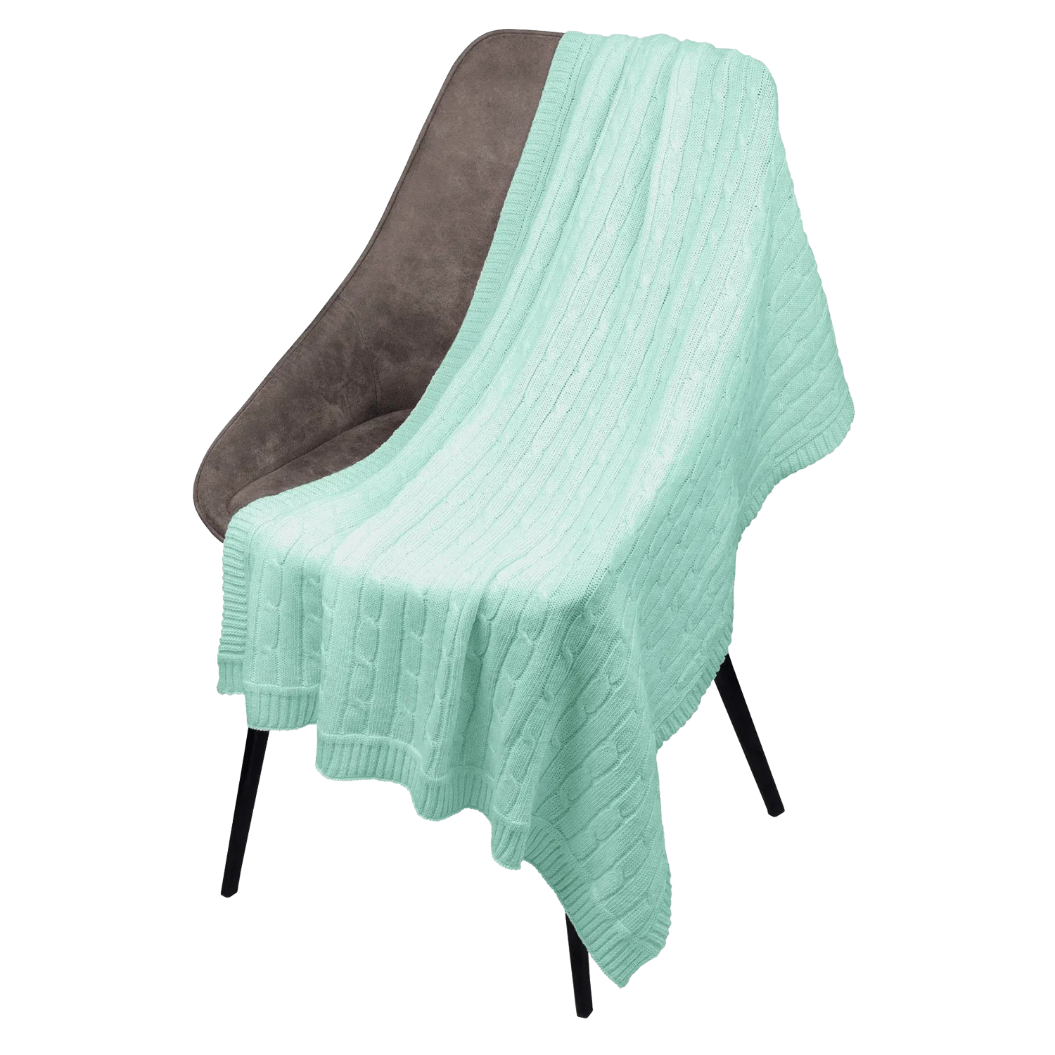 Плед Фадо (Fado) вязаный, аква (без подарочной коробки)