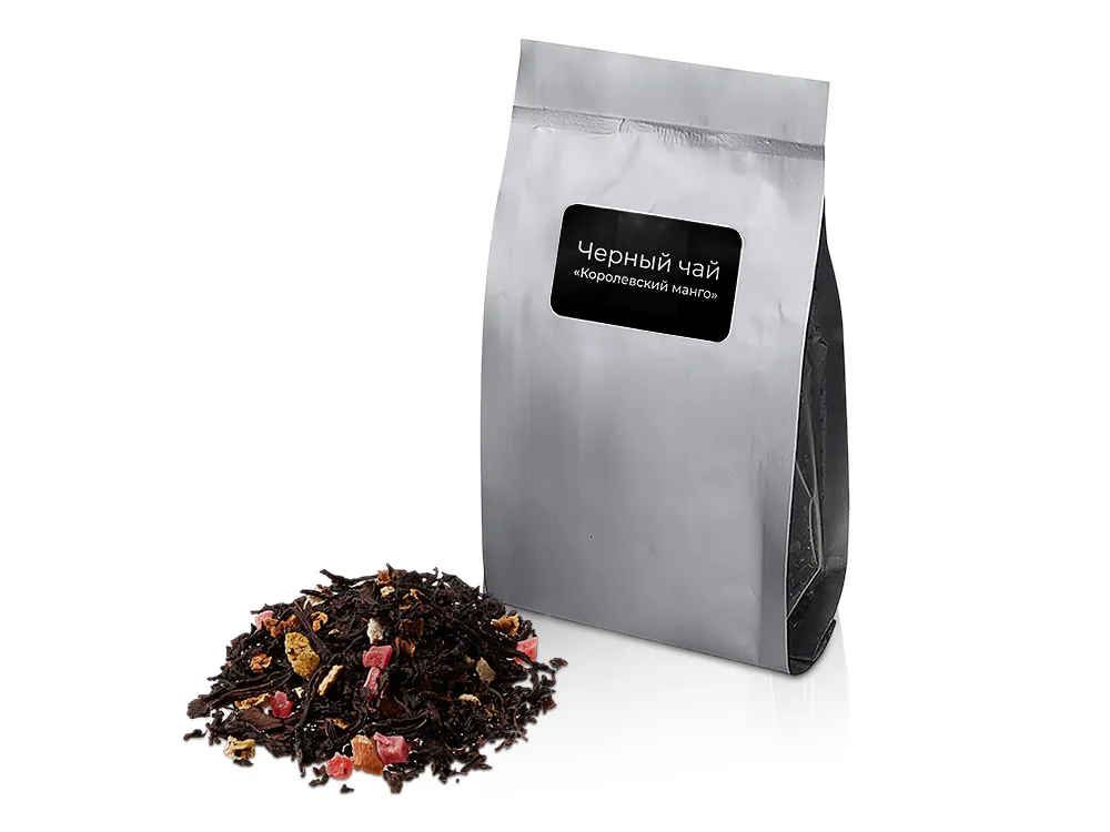 Чай черный "Королевский манго с ананасом",50 гр.,серебристый матовый пакет с нашей этикеткой лицевой