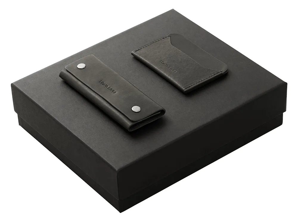 Подарочный набор Long River: картхолдер, ключница, черная коробка