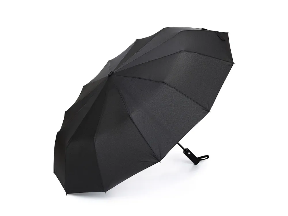 Зонт складной мужской TORBER, автомат, 3 сложения, черный, каркас сталь/файбергласс, эпонж, пластиковая ручка, диаметр 103 см