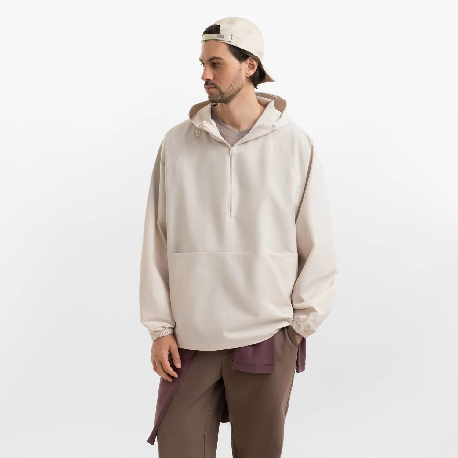 Ветровка (анорак) оверсайз унисекс Риссман (Rissman), бежевая, размер XL/XXL