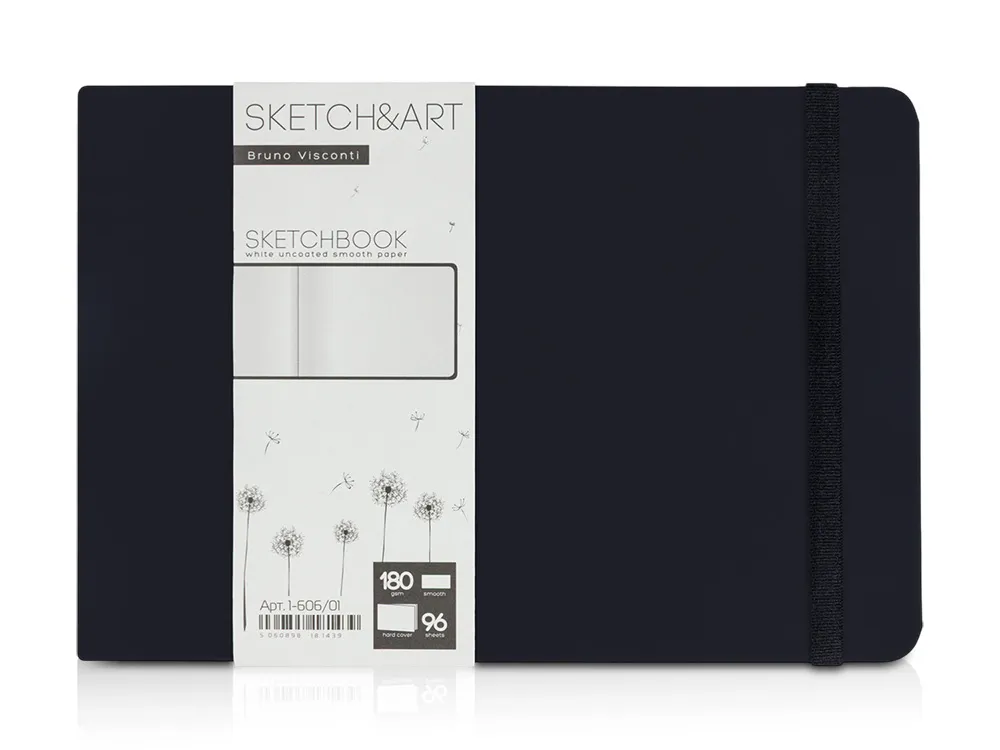 Скетчбук "Sketch & Art" в твердом переплете 213х146 мм, 96 л. белой бумаги 180 г/м2, черный