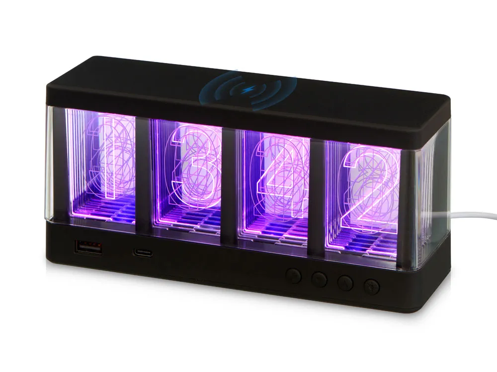 Часы с беспроводной зарядкой "Cyber", 10 Вт (Р)