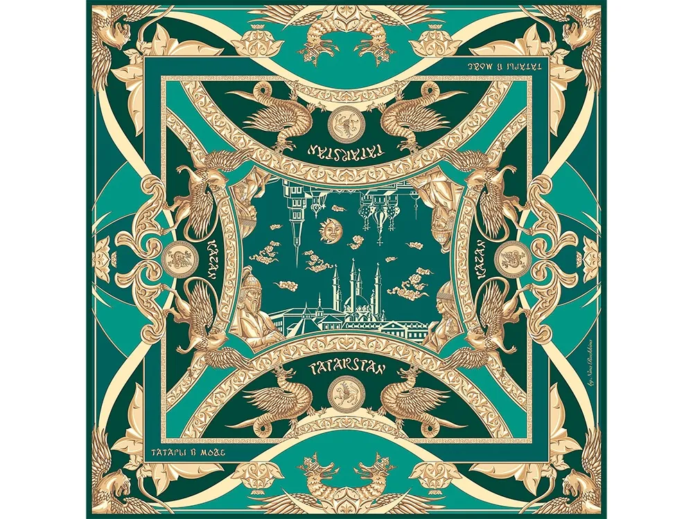 Платок «Казань Драгоценная» изумрудный