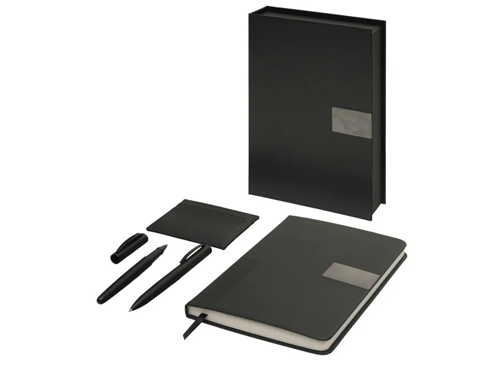 Подарочный набор "Goethe" с блокнотом А5, 2-мя ручками и картхолдером, черный