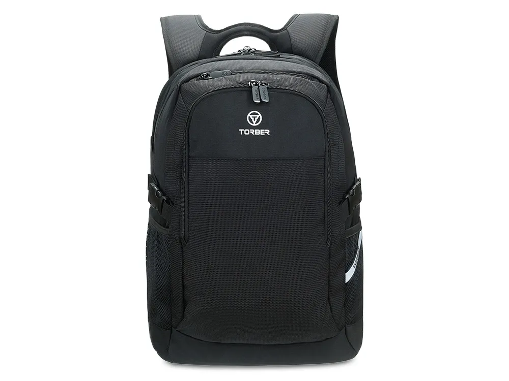 Рюкзак TORBER МЕГАПОЛИС с отделением для ноутбука 16", чёрный, полиэстер, 47 х 34 x 28 см