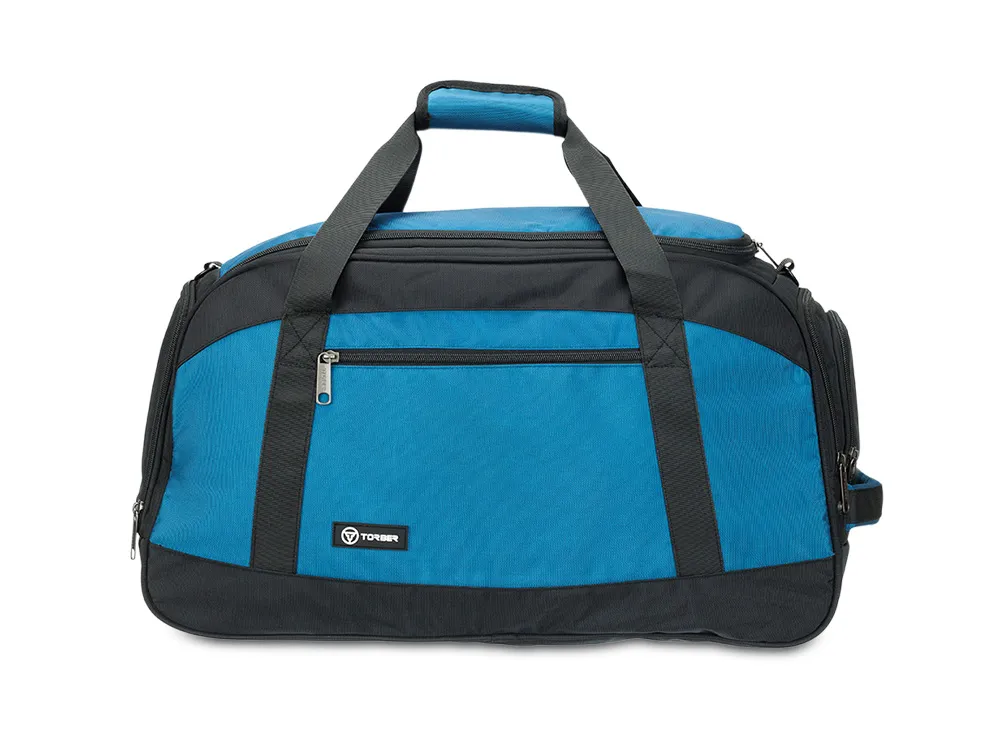 Сумка спортивная TORBER, синий/черный, полиэстер, 52 х 25 х 30 см