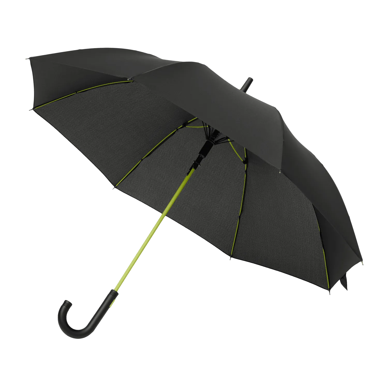 Зонт-трость Квантум (Quantum), черный/салатовый
