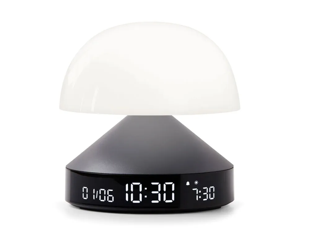 Светильник с часами и световым будильником Mina Sunrise, темно-серый