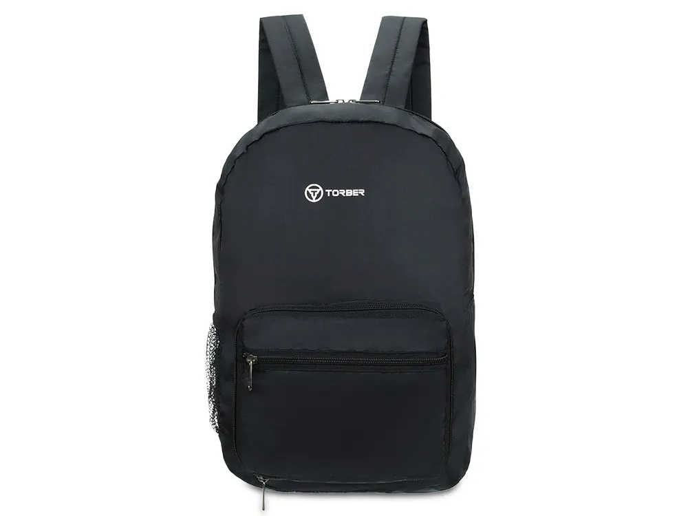 Рюкзак складной TORBER, черный, полиэстер, 49x33x12 см