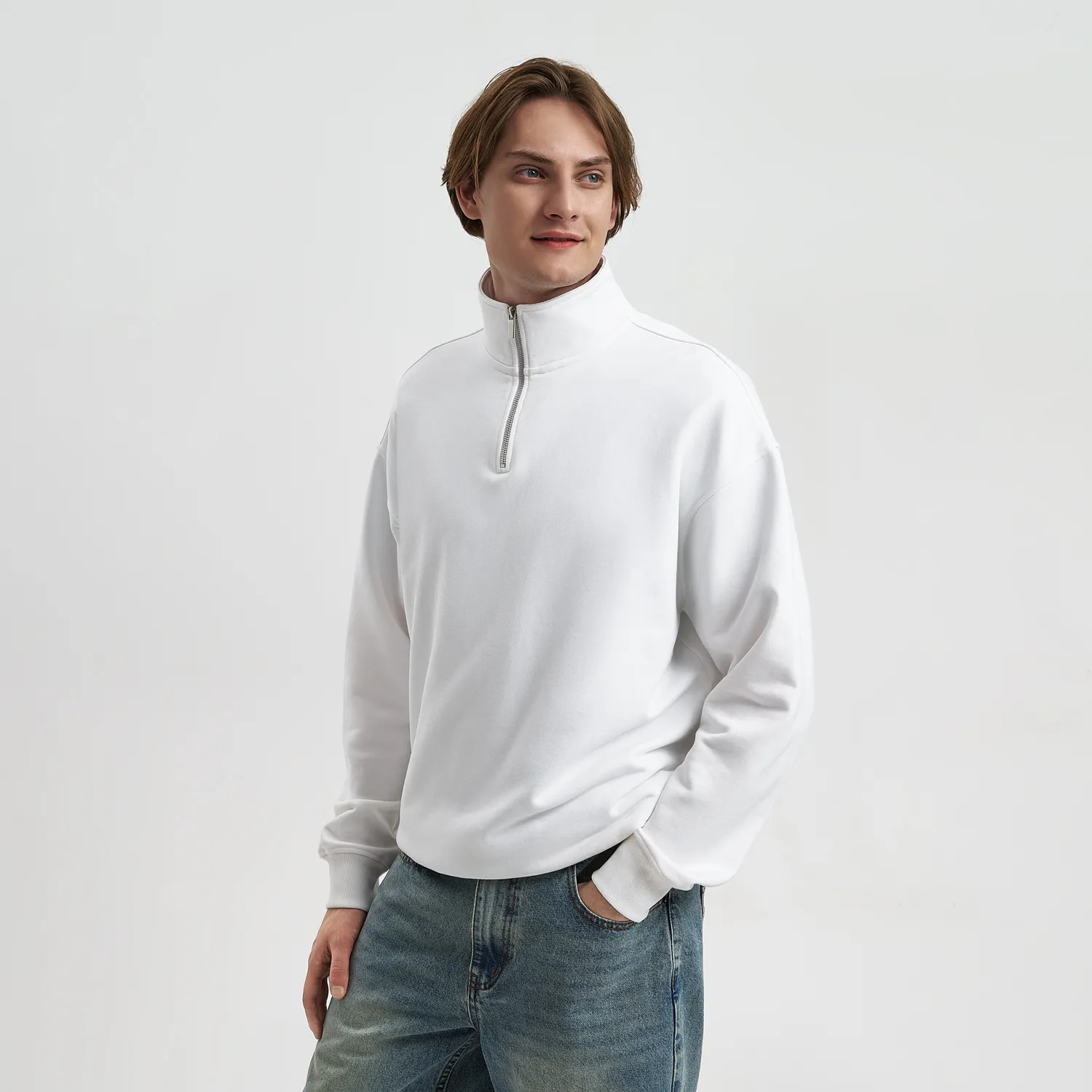 Толстовка на молнии унисекс Флоу (Flow), белая, размер XL/2XL