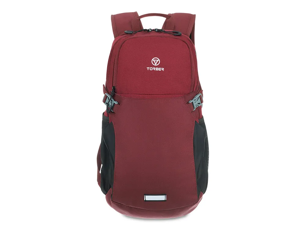 Туристический рюкзак TORBER КЕМПИНГ, бордовый, полиэстер, 26 х 48 х 12 см