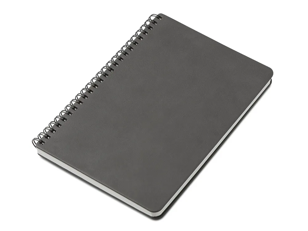 Блокнот А5 "Dante" из искусственной кожи на спирали, темно-серый