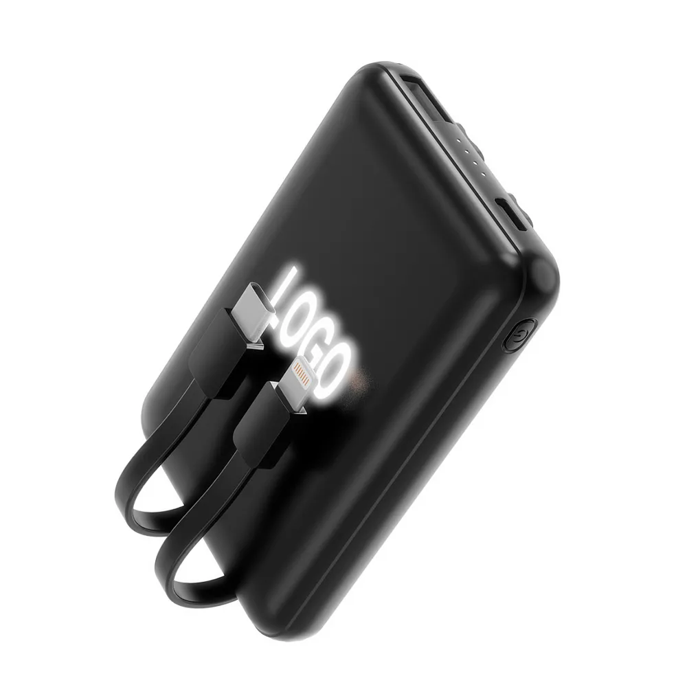 Внешний аккумулятор Eron с подсветкой гравировки, 5000 mAh, чёрный/белый