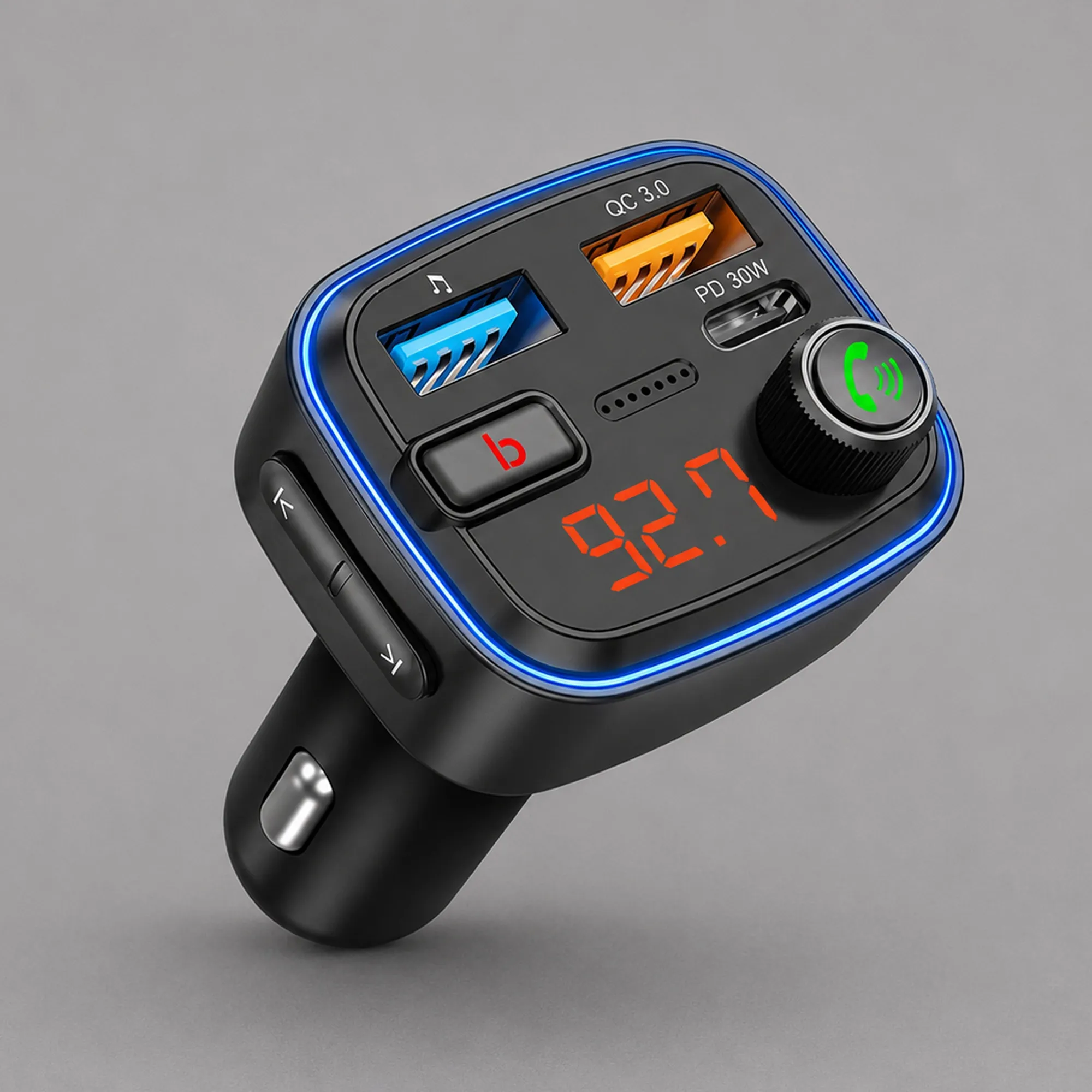 FM-трансмиттер Wave Pro, QC/PD, LED, 48Вт, ENC, Bass boost, черный, Deppa