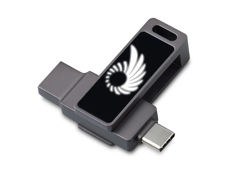 Флешка 32 ГБ USB Type-C и USB 3.0 с подсветкой лого «Спинлайт»