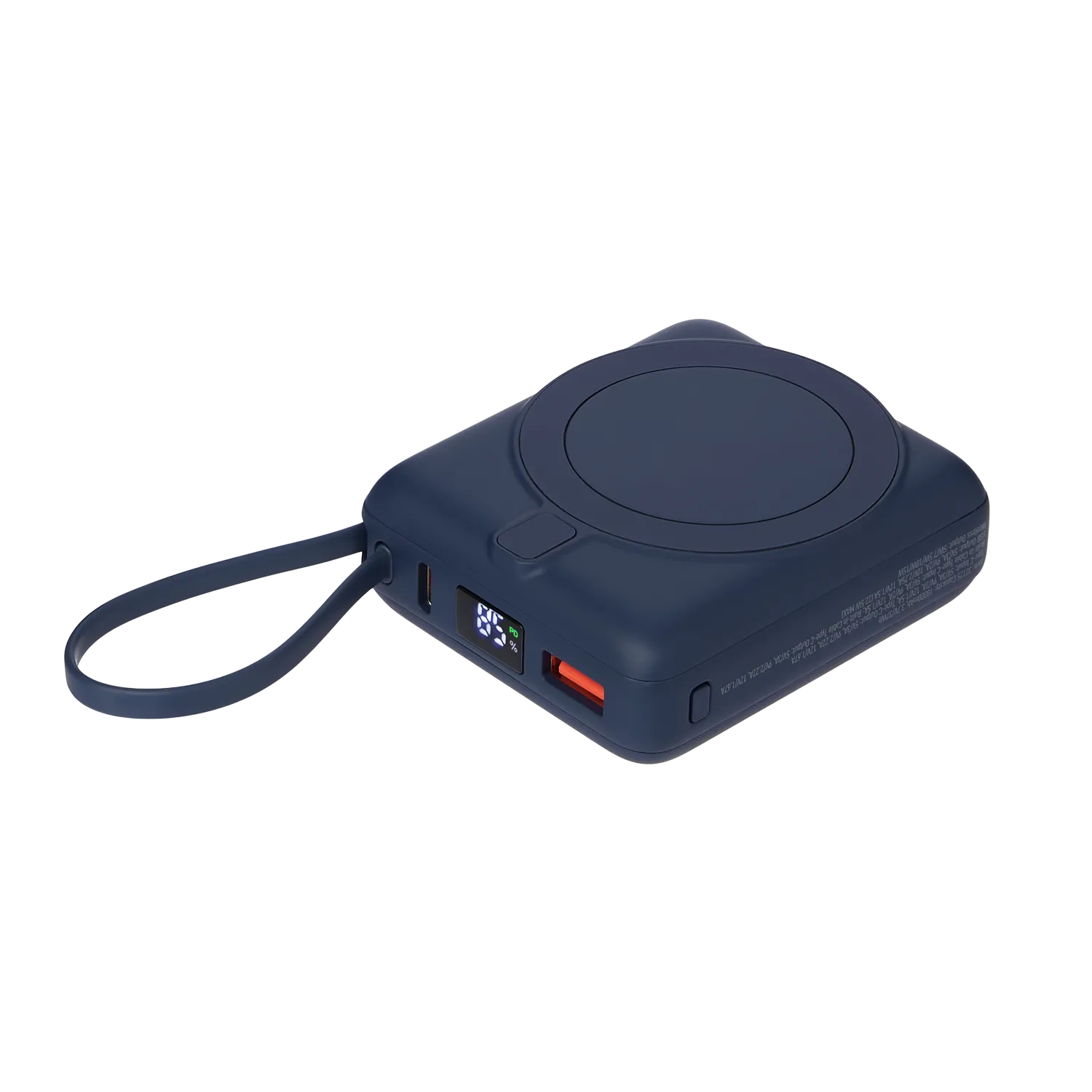 Внешний аккумулятор с подсветкой Риттер PD (Ritter PD) 10000mAh с функцией беспроводной зарядки 15W, синий