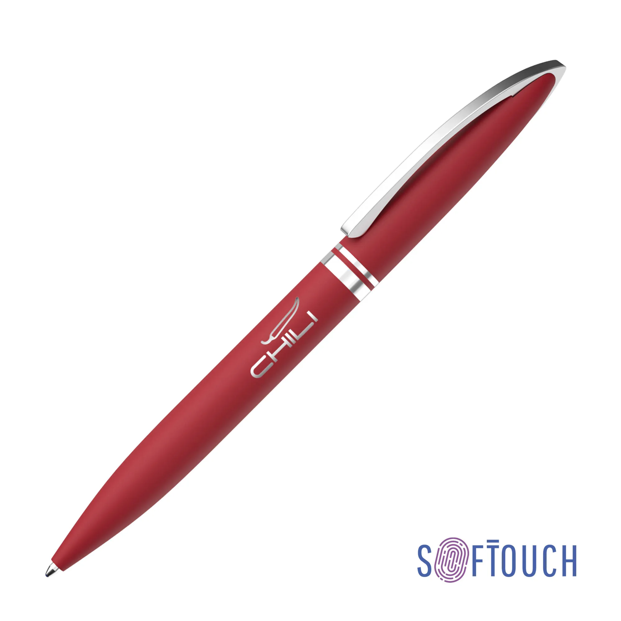 Ручка шариковая "Rocket", покрытие soft touch красный