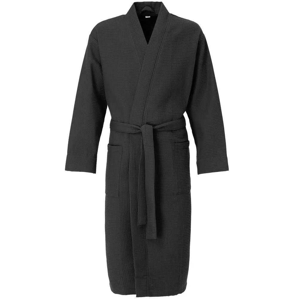 Халат вафельный Kimono, черный, размер XL/XXL