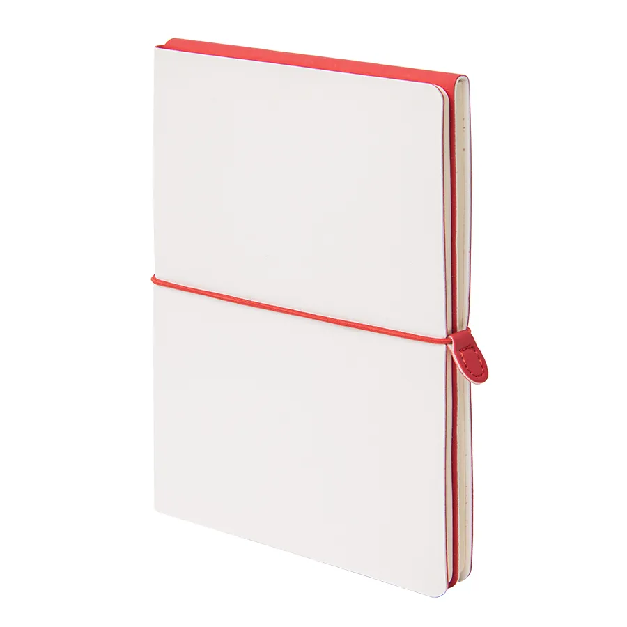 Бизнес-блокнот "Combi", 130*210 мм, бело-красный, кремовый форзац, гибкая обложка, в клетку/нелин