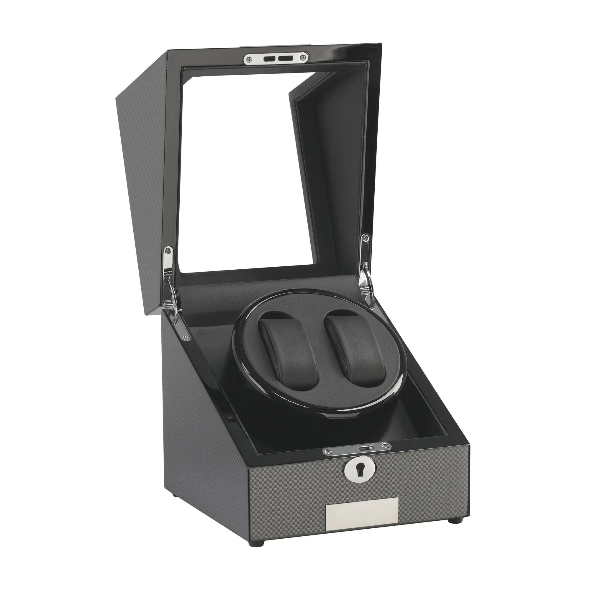 Шкатулка из дерева для часов с подзаводом черный с серым