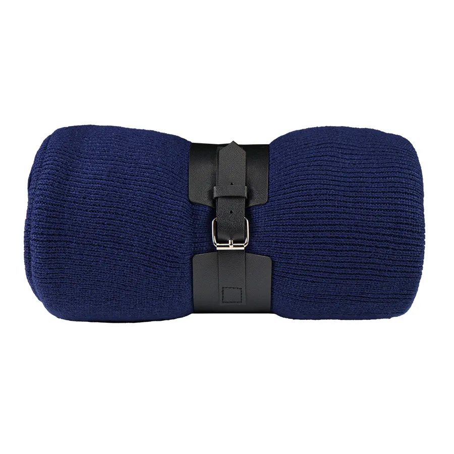 Плед  "Belt"; т.синий; 130 х 180 см; 100% акрил, с поясом