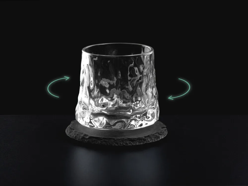 Вращающийся бокал для виски на сланцевом костере "Bromo"