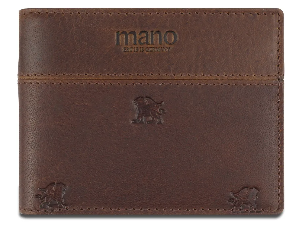 Портмоне Mano "Don Leon", натуральная кожа в коричневом цвете, 11 х 8,6 см