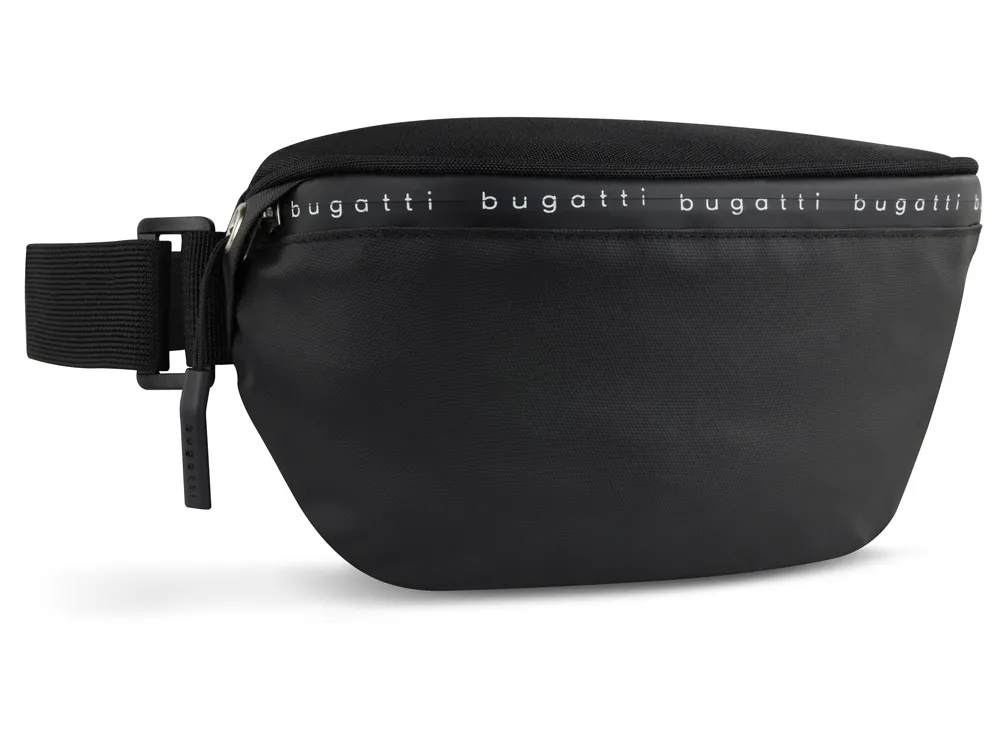 Сумка на пояс BUGATTI БЛАНК ОБЛЕГЧЕННАЯ | BLANC DELIGHT, чёрная, нейлон RPET600D/тарпаулин/полиэстер, 24х11х12,5 см, 2 л