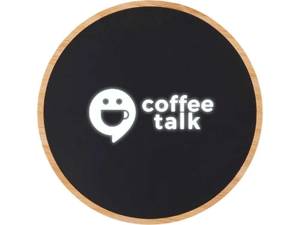 Беспроводное зарядное устройство с подсветкой лого «Reedia S3», 15 Вт, бамбук, черный