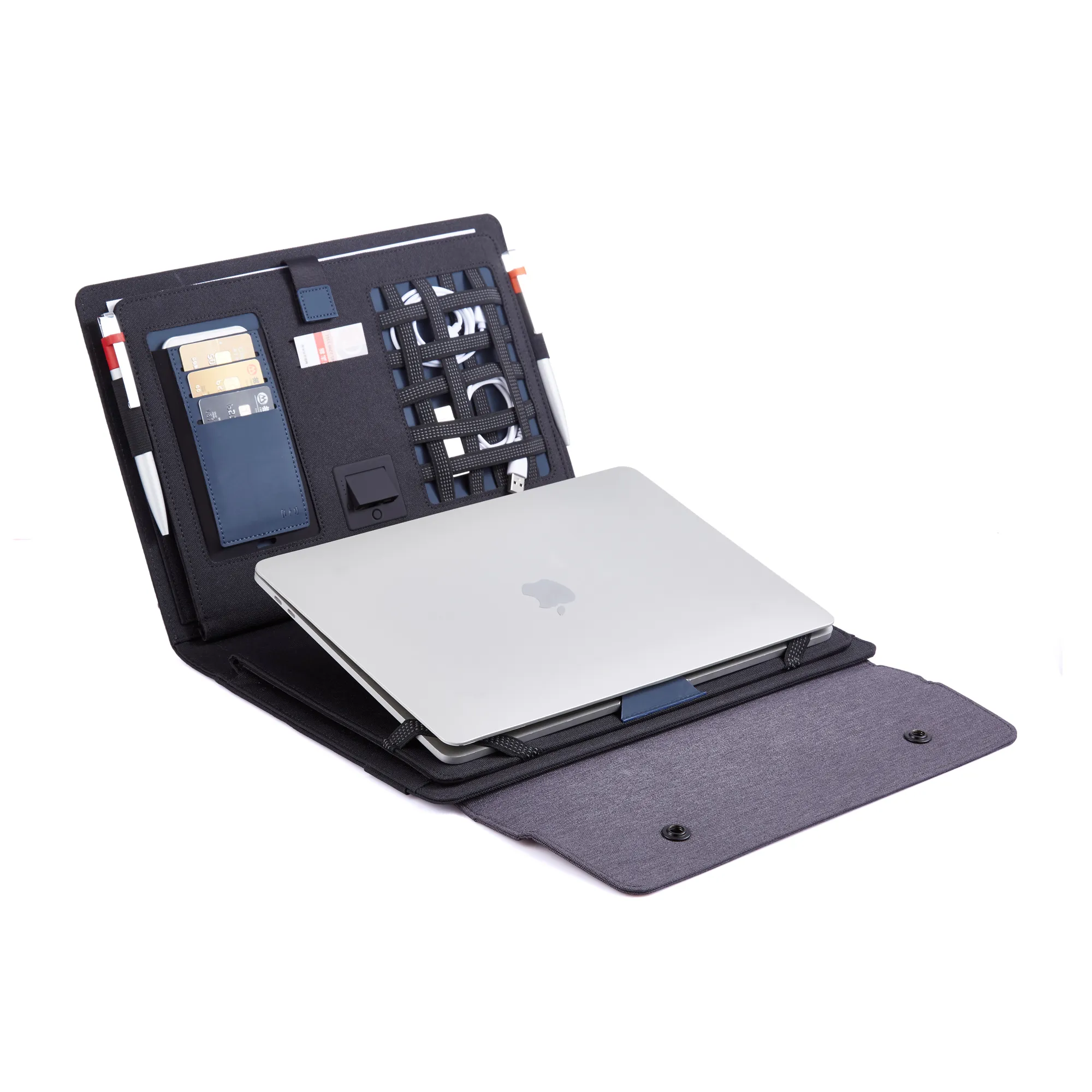 Мобильный офис с беспроводным зарядным устройством 5000 mAh серый с черным