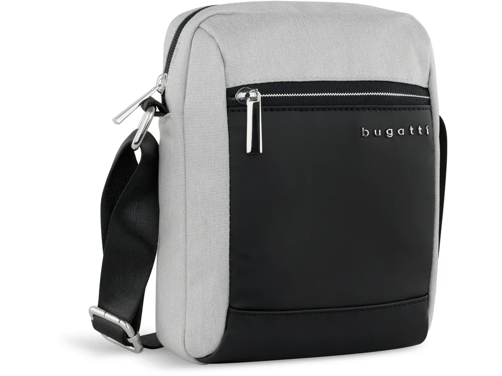 Сумка наплечная мужская BUGATTI СЕРА | SERA, светло-серая, полиэстер, 17х5,5х21 см, 1,5 л