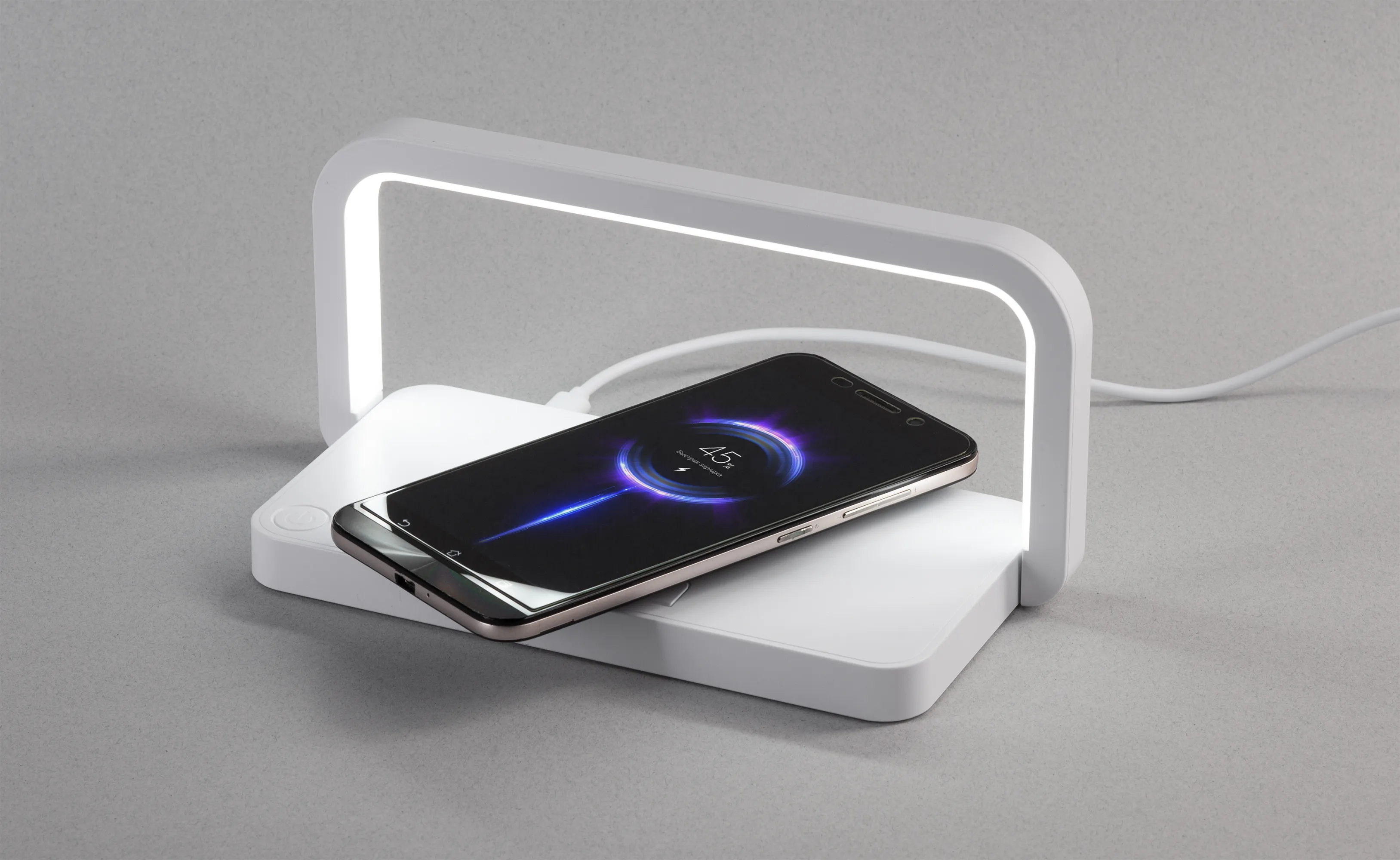 Лампа складная "Smart Light" с беспроводным (10W) зарядным устройством и подставкой для смартфона белый