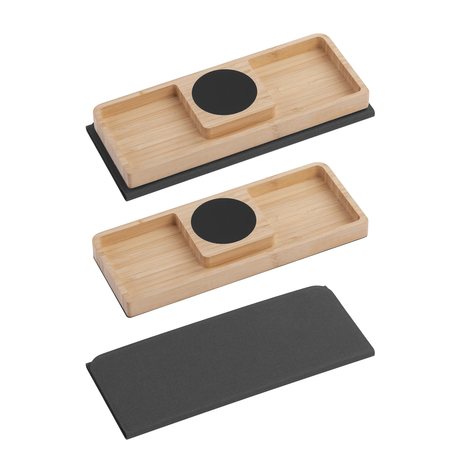 Коврик-трансформер с органайзером на магнитах с беспроводным (15W) ЗУ с подсветкой логотипа черный с бежевым