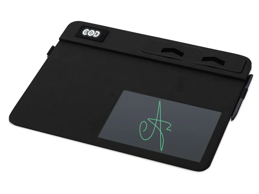 Многофункциональный коврик для мыши «Multi Pad» с беспроводной зарядкой и LCD экраном, 10 Вт, черный