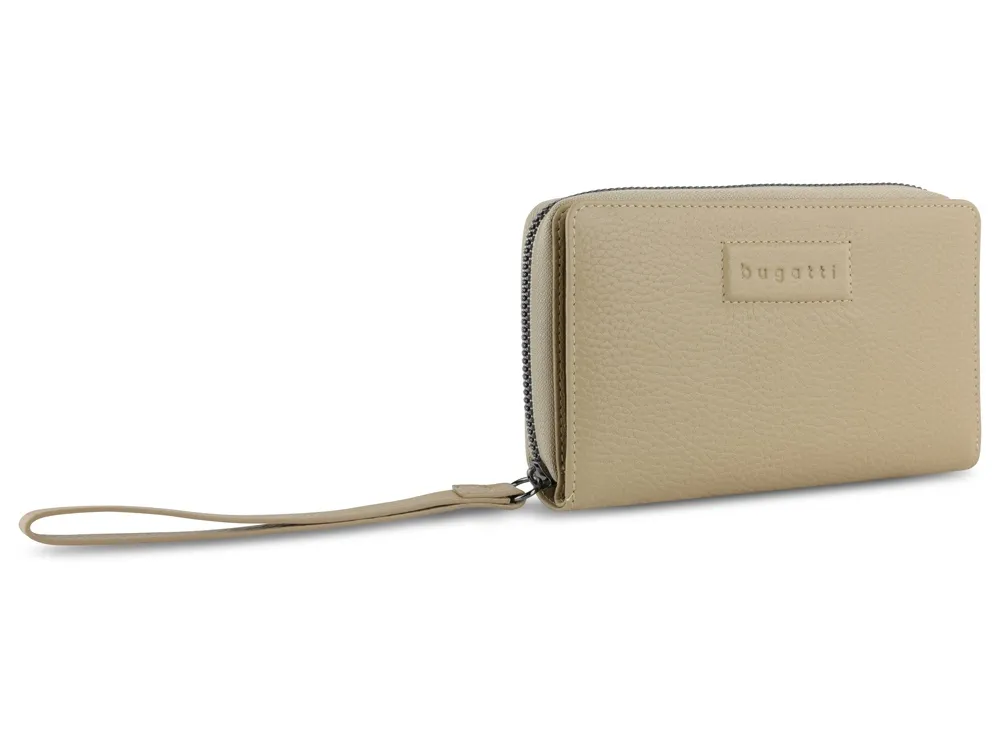 Кошелёк женский BUGATTI ЭЛЬЗА | ELSA, с защитой данных RFID, песочного цвета, воловья кожа/полиэстер, 15,5х3х9,5 см