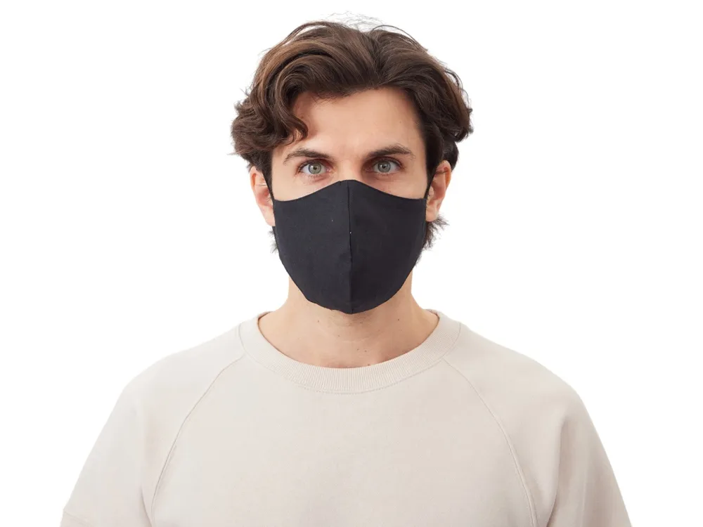 Маска для лица многоразовая из хлопка, анатомической формы, черный