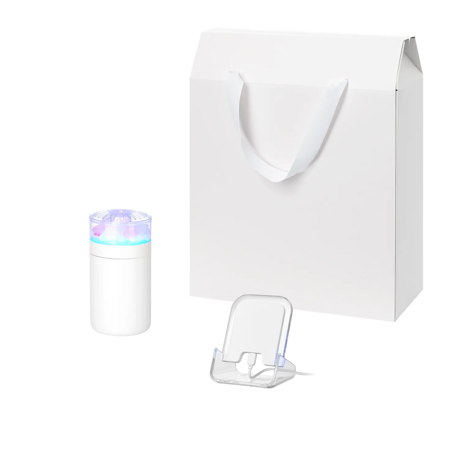 Подарочный набор Кристалл, Глосс НЕО (Crystal, Gloss NEO), белый (увлажнитель воздуха, зарядное устройство)