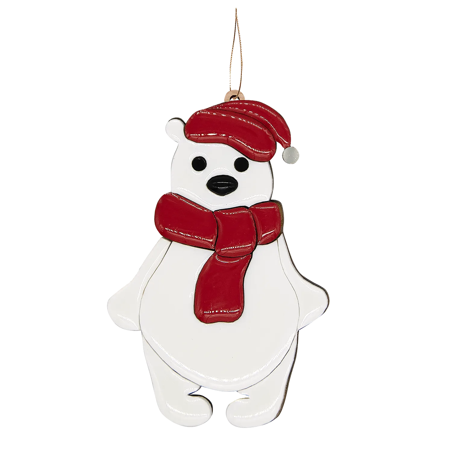 Ёлочная Игрушка Медвежонок (белый с красным)
