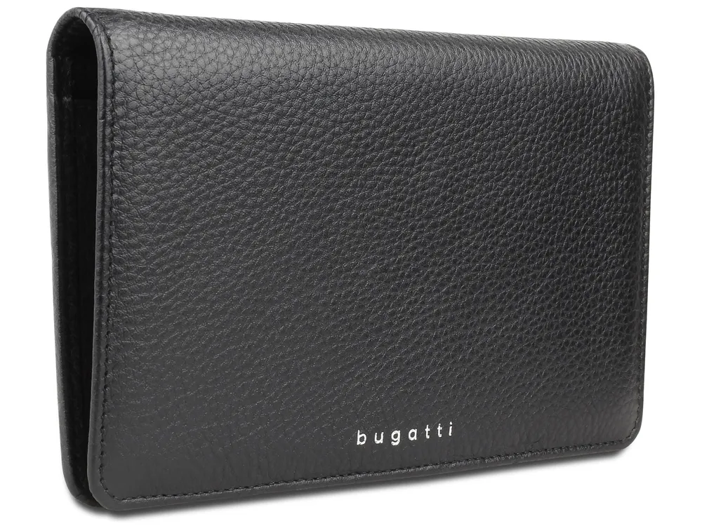 Кошелёк женский BUGATTI СУПЕР ЛЕДИ | LADY TOP, чёрный, натуральная воловья кожа, 19,5х2х11,2 см