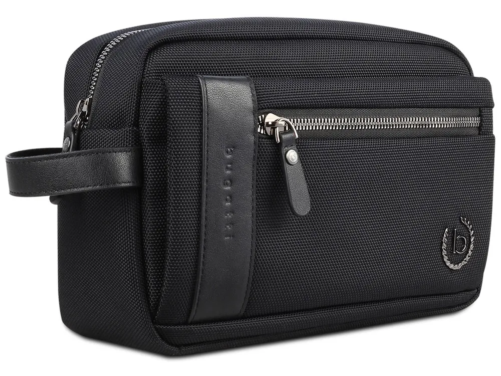 Несессер мужской BUGATTI НЕРО | NERO, чёрный, нейлон 1680D/кожа, 24х7,5х16 см