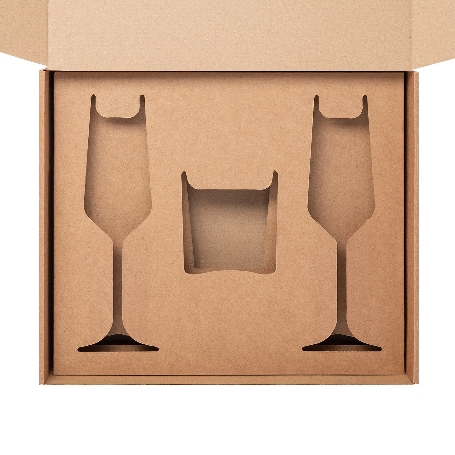 Доп. ложемент под свечу (арт. 73077)  + 2 бокала для шампанского в универсальную коробку (арт. 21006.020)