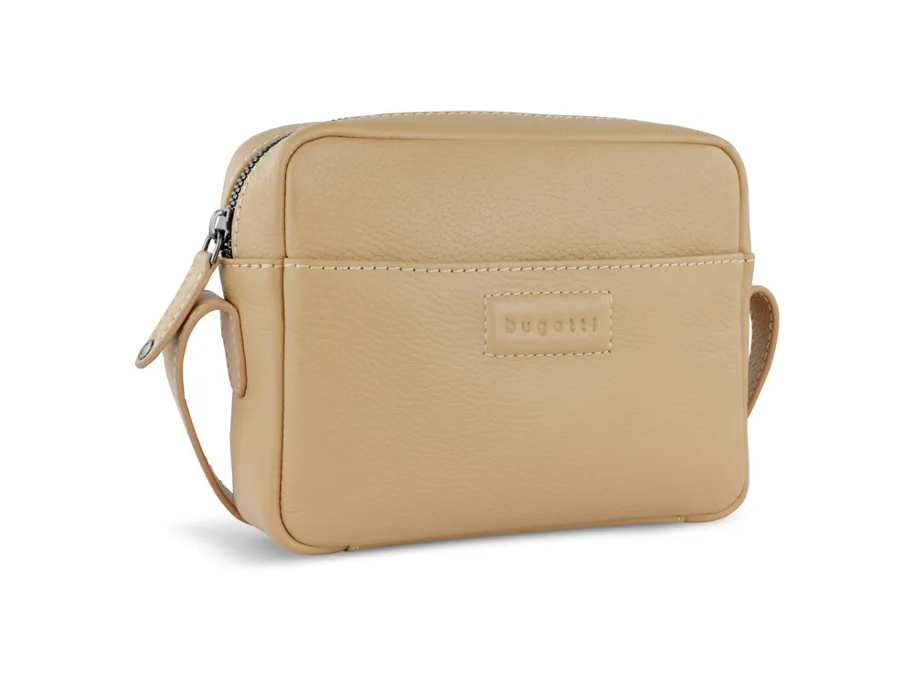 Сумка кросс-боди женская BUGATTI ЭЛЬЗА | ELSA, песочного цвета, воловья кожа/полиэстер, 19х5,5х14 см