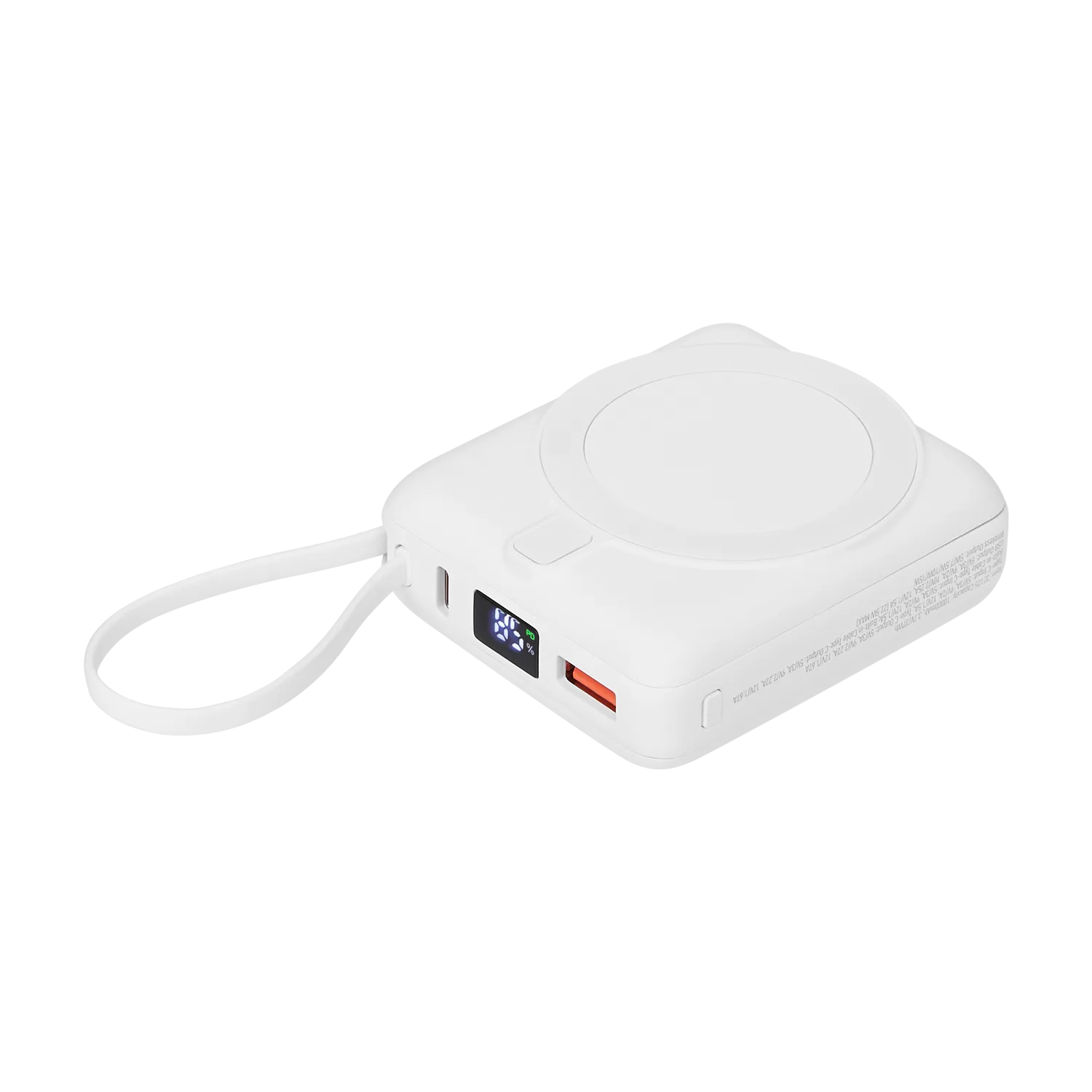 Внешний аккумулятор с подсветкой Ritter PD 10000mAh с функцией беспроводной зарядки 15W, белый