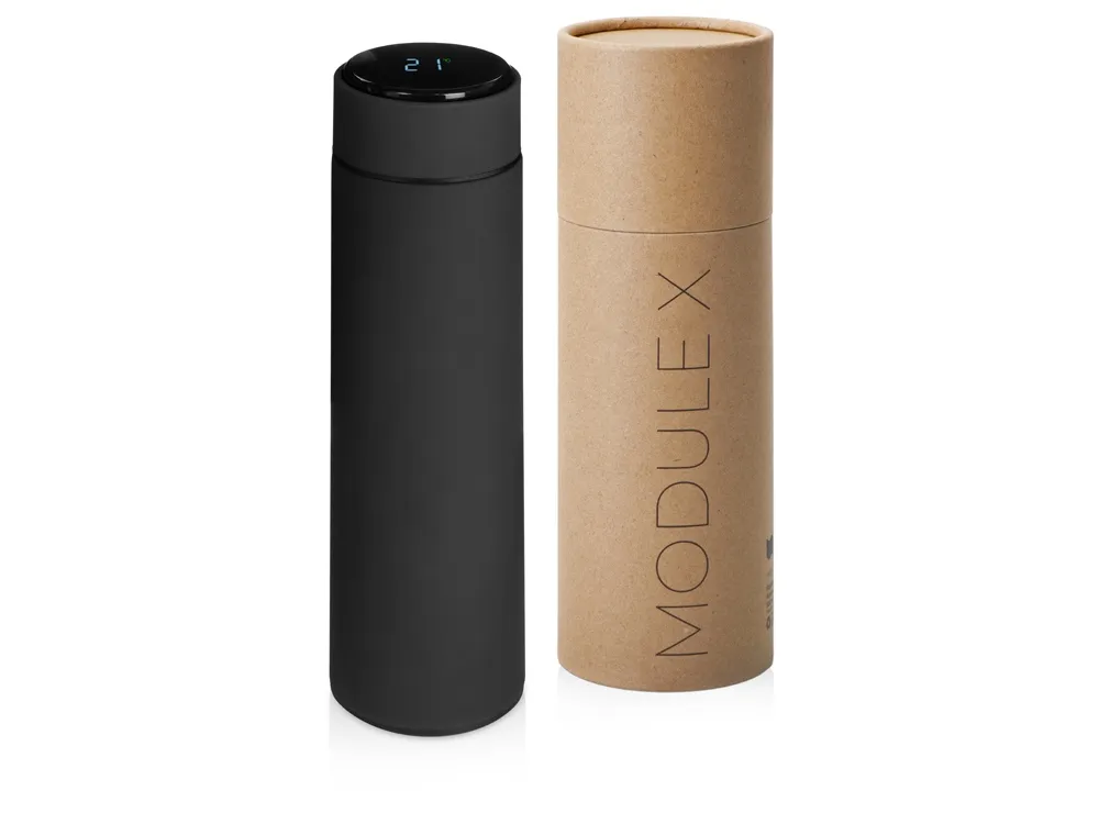 Вакуумный термос «Module X» с индикатором температуры, 500 мл, тубус, черный